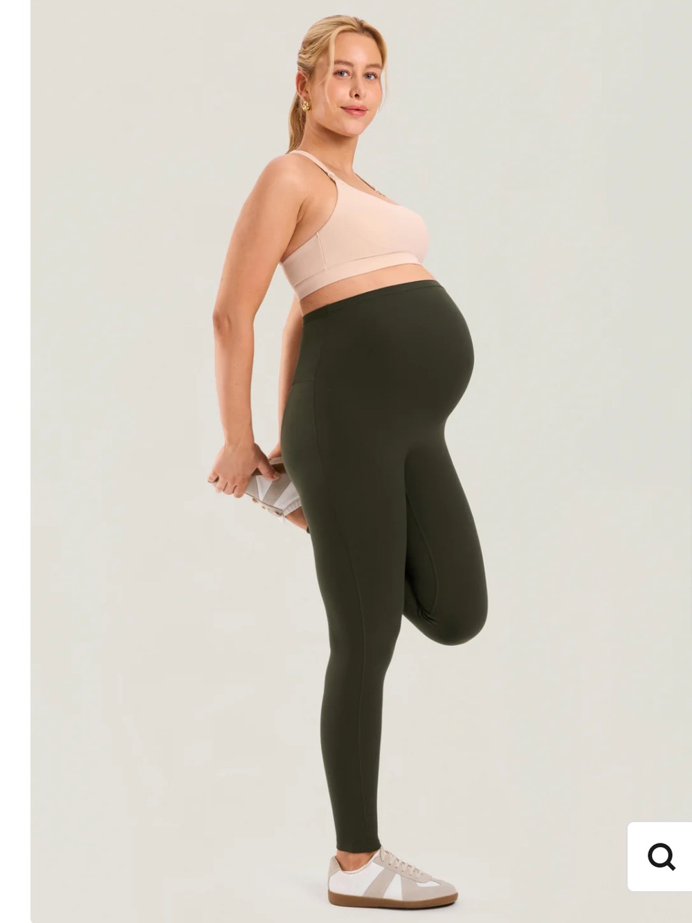 momanda • seamless front 25” maternity leggings • olive green small